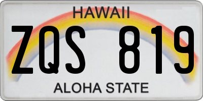HI license plate ZQS819
