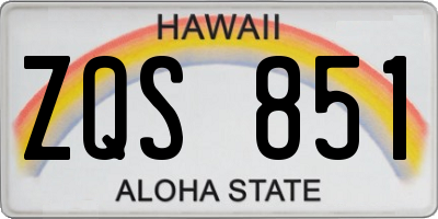 HI license plate ZQS851