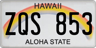 HI license plate ZQS853