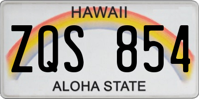 HI license plate ZQS854