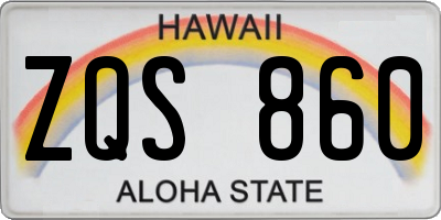 HI license plate ZQS860