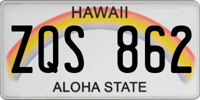 HI license plate ZQS862