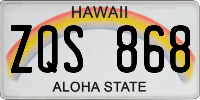 HI license plate ZQS868