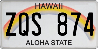 HI license plate ZQS874
