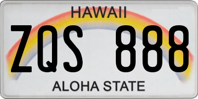 HI license plate ZQS888