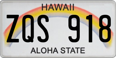 HI license plate ZQS918