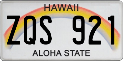 HI license plate ZQS921