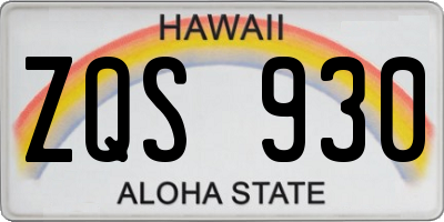 HI license plate ZQS930