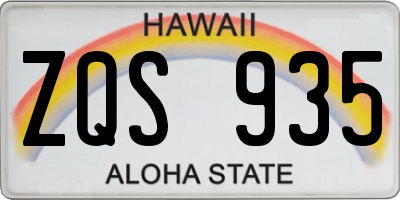 HI license plate ZQS935