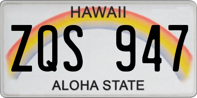 HI license plate ZQS947