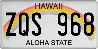 HI license plate ZQS968