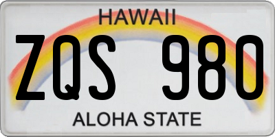 HI license plate ZQS980