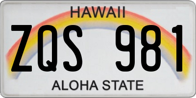 HI license plate ZQS981
