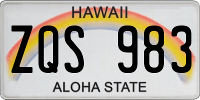 HI license plate ZQS983