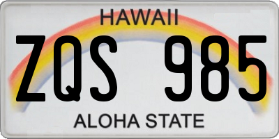 HI license plate ZQS985