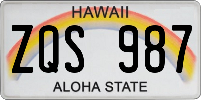 HI license plate ZQS987