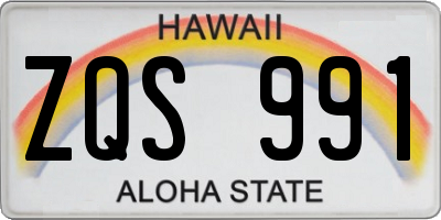 HI license plate ZQS991