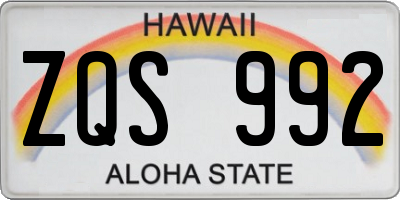 HI license plate ZQS992