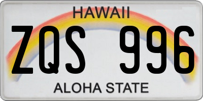HI license plate ZQS996