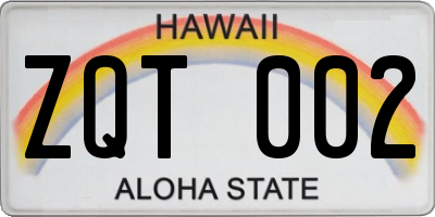 HI license plate ZQT002
