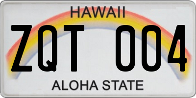 HI license plate ZQT004