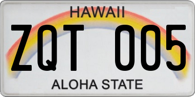 HI license plate ZQT005