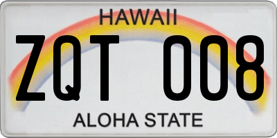 HI license plate ZQT008