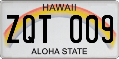 HI license plate ZQT009