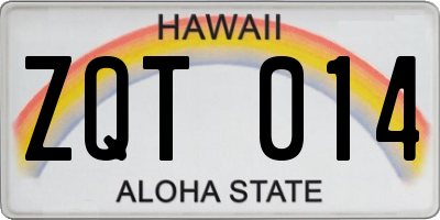 HI license plate ZQT014