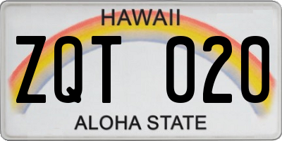 HI license plate ZQT020