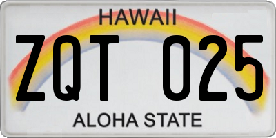 HI license plate ZQT025