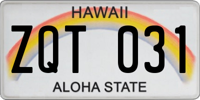 HI license plate ZQT031