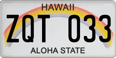 HI license plate ZQT033