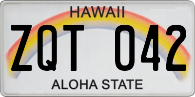 HI license plate ZQT042
