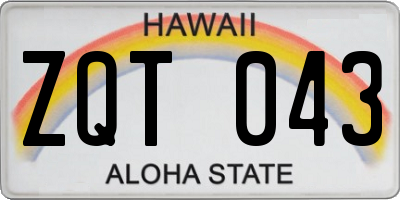 HI license plate ZQT043
