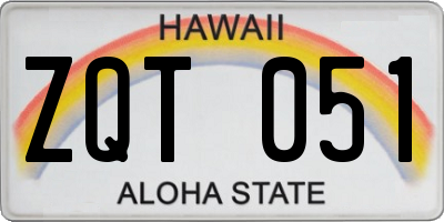 HI license plate ZQT051