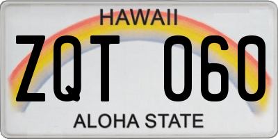 HI license plate ZQT060