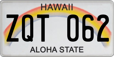 HI license plate ZQT062