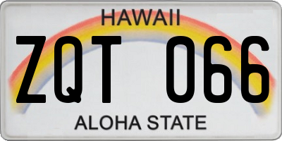 HI license plate ZQT066