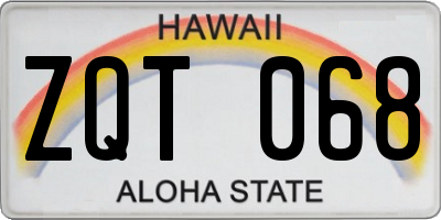HI license plate ZQT068