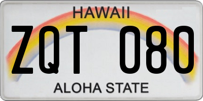 HI license plate ZQT080