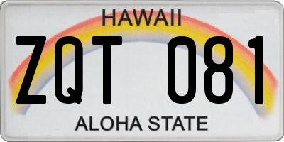 HI license plate ZQT081