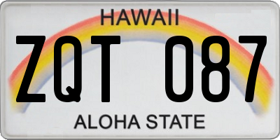 HI license plate ZQT087
