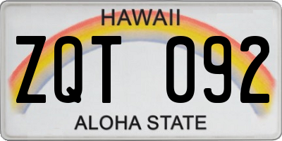 HI license plate ZQT092