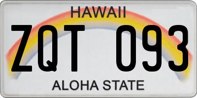 HI license plate ZQT093
