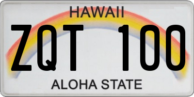 HI license plate ZQT100