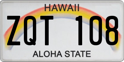 HI license plate ZQT108