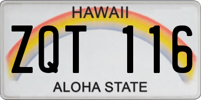 HI license plate ZQT116