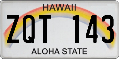 HI license plate ZQT143