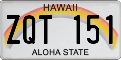 HI license plate ZQT151